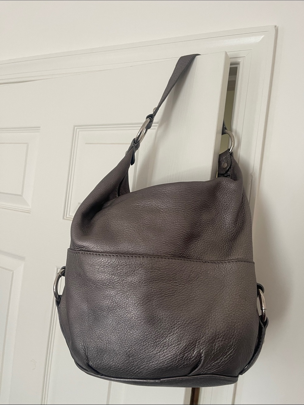 Michael Kors Pewter Metallic Pebble Leather Hobo Bag - Picture 6 of 13